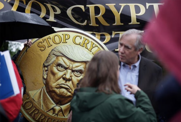 The crypto dinner had some unexpected guests with protestors showing up 