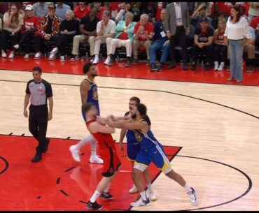 The altercation between Pat Spencer, Trayce Jackson-Davis, and Alperen Sengun - Game 5