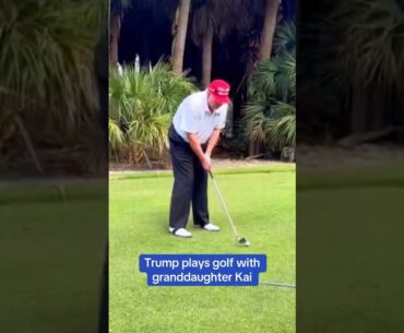 Trump plays golf with granddaughter Kai #trump #donaldtrump #maga #shorts #kaitrump