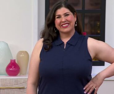 Belle Body by Kim Gravel Slub Knit Half Zip Sleeveless Polo on QVC