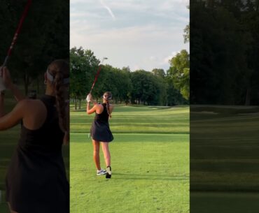 Evening golf is better than morning 😎 #golfgirl #golf #nightgolf #golfswing #golfer