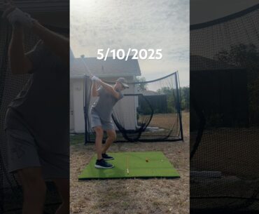 Week #27 Practicing my golf swing at the net with 3 Hybrid