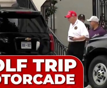 MASSIVE MOTORCADE to escort TRUMP to Virginia Golf Course!