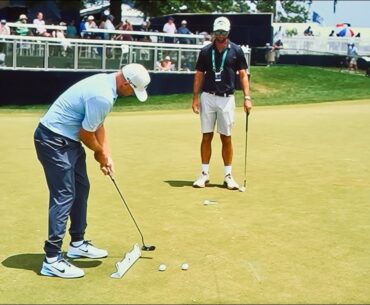 2025 PGA Championship - Alex Noren with his white Edge Putting Rail warming up before Final Round