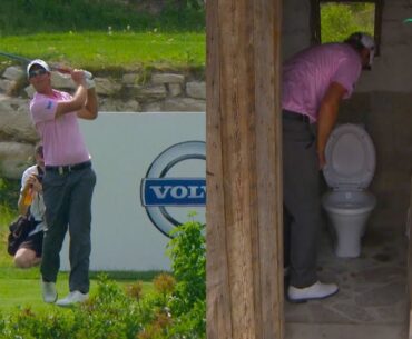 Pro Golfer Hits Golf Shot Into Toilet