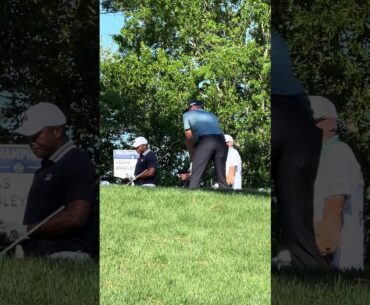 Keegan Bradley tees off on No. 18 at the 2025 PGA Championship #shorts #live #golf