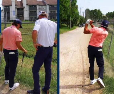 Rickie Fowler gets ruling, hits amazing recovery shot from the fence