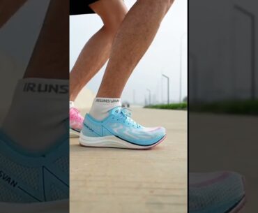 Men Cushioned Carbon Plate Track Train Running Shoes Non Slip Lace Up Sport Shoe