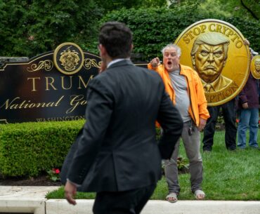 ‘America is not for sale:’ Protesters mob Trump golf course guests ahead of exclusive crypto dinner