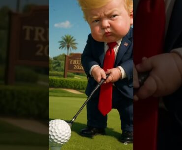 Baby Donald Trump SHOWING OFF at golf #donaldtrump #babytrump #trump #golf #trumpgolf