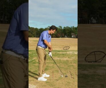 “Ball position forward to fade it.” Watch the ball flight laws at work here.