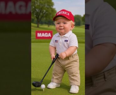 Baby Trump hits GREATEST golf shot #golf #trump #donaldtrump #trumpgolf #babytrump #babypodcast