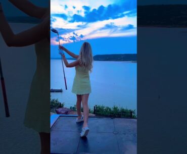 💛🌊⛵️#lakeaustin #atxgolf #golfgirl #golf #golfswing #golfer #golfing #golflife #lakeview #sunset