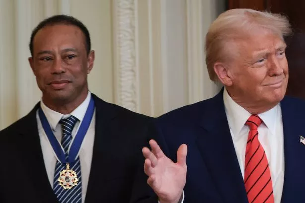 Donald Trump and Tiger Woods were at a reception honoring Black History Month in February