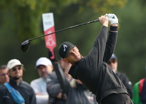 Thomas Pieters of Belgium tees off on the 16th hole on day two of the Soudal Open 2025 at Rinkven International GC
