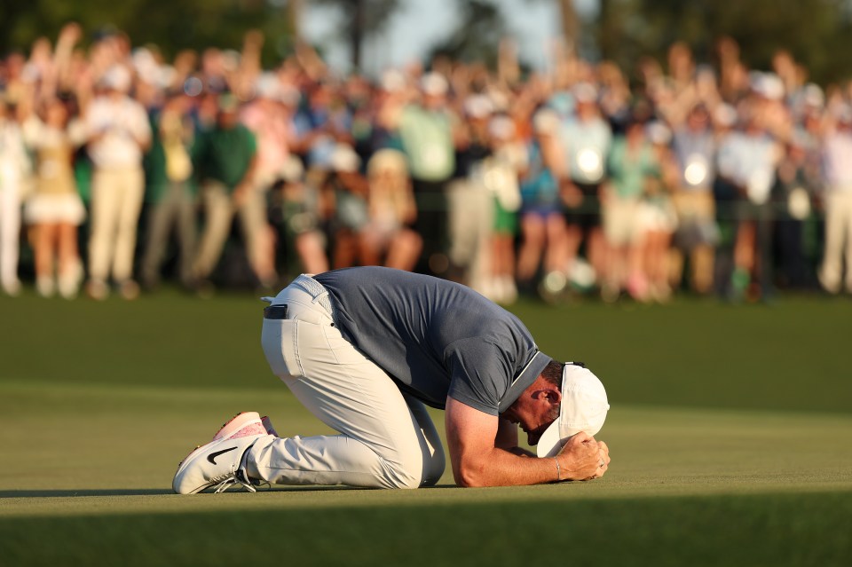 McIlroy dropped to his knees the moment he finally won The Masters