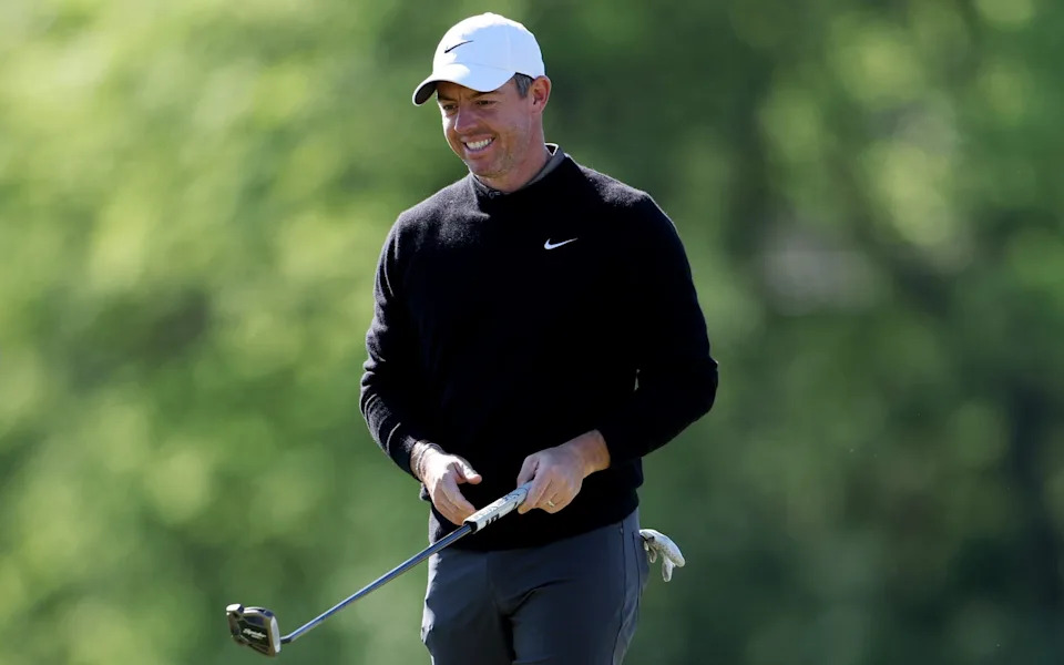 Rory McIlroy is all smiles during the pro-am event prior to the Truist Championship at The Wissahickon at Philadelphia Cricket Club on May 07, 2025 in Flourtown, Pennsylvania.