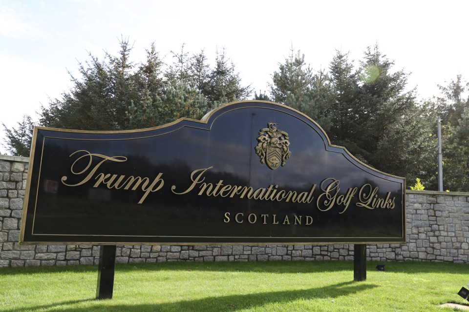 Sign for Trump International Golf Links, Scotland.