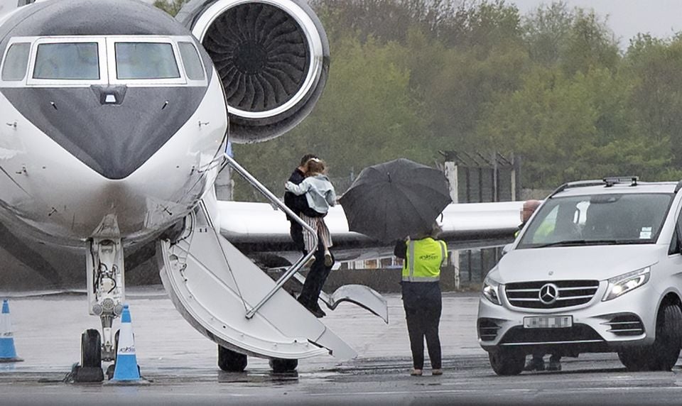 Rory McIlroy arrived home in NI with daughter Poppy on April 18, 2025. Pic by Kevin Scott.