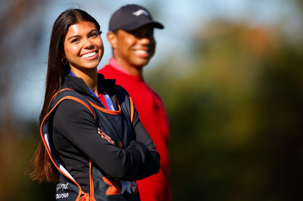 tiger woods with daughter sam on golf course