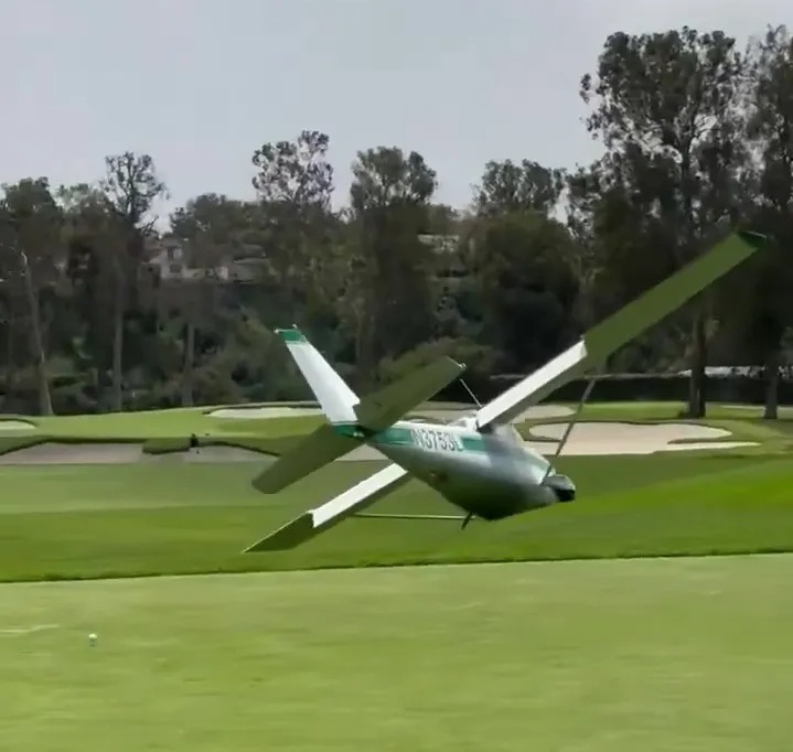The plane was lucky to avoid bunkers on a bumpy touchdown
