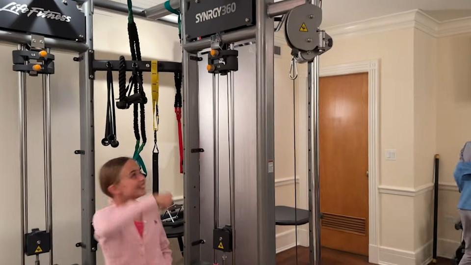 She also revealed that they spent time in the private gym.<p class="credit">(@kaitrump/YouTube)</p>