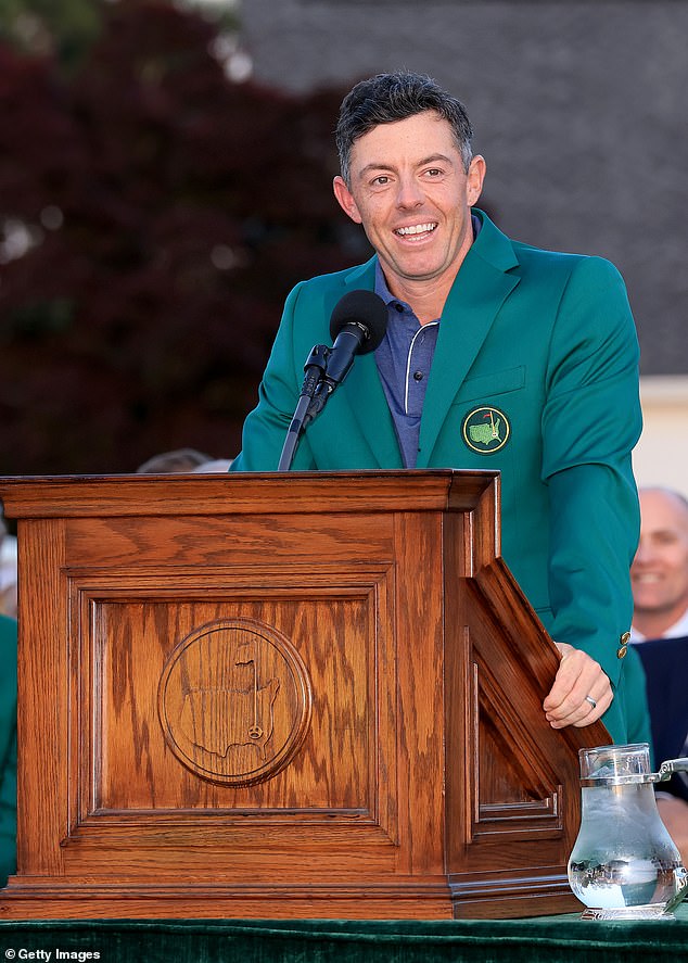 McIlroy said he was reduced to a 'mess' after seeing his parents for the first time. They had not been able to watch his triumph in Georgia as they were back home in Northern Ireland