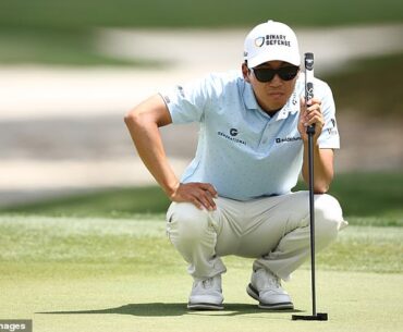 Kim lines up a put at the RBC Heritage, where one golfer or caddy had a bathroom incident