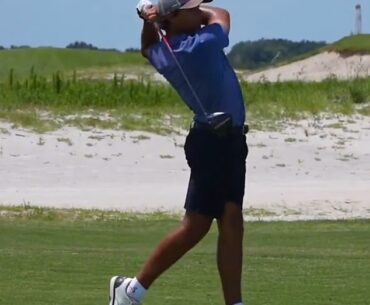 Charlie Woods has gone viral after enjoying a remarkably chaotic round at an event in Florida