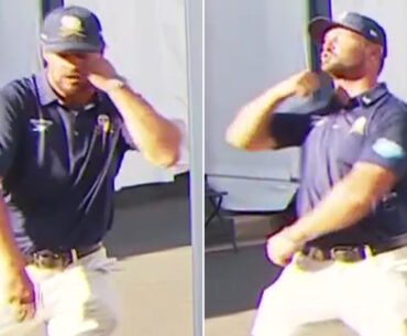 Bryson DeChambeau appears to punch himself in the face repeatedly live on Sky Sports in bizarre PGA Championship moment