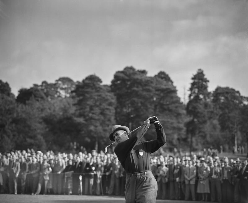 Sam Snead is pictured competing for the US in the 1953 Ryder Cup at Wentworth, Surrey. Photograph: Evening Standard/Getty