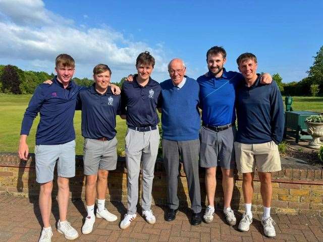 Ben Mason, Ben Whitaker, Max Whitaker, Tom Auchtelonie and Jess Waters flanking the team president and proprietor of Lees Tees, Jeremy Lee Picture Jeremy Nunn