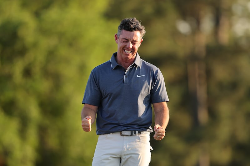 Rory McIlroy celebrates winning the 2025 Masters. Photograph: Michael Reaves/Getty Images