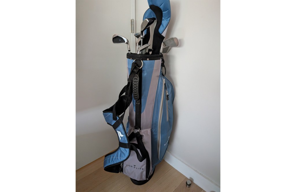 Golf bag and clubs. 