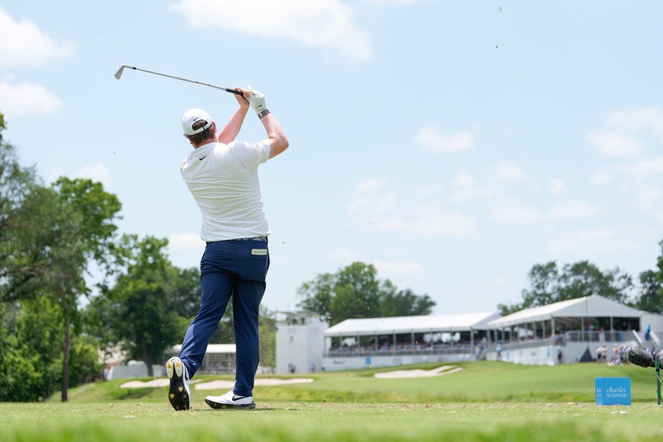 Robert MacIntyre of Scotland hitting a tee shot.