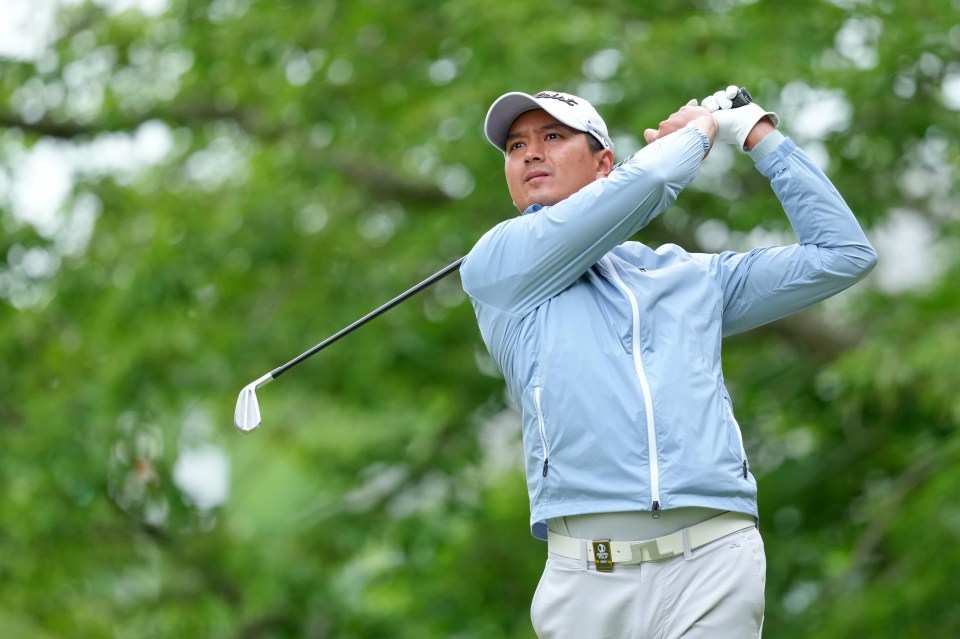 Sadom Kaewkanjana of Thailand teeing off.