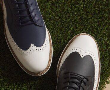 Sun Day Red Two-Tone Spectator Wingtip Golf Shoe, available on May 27.