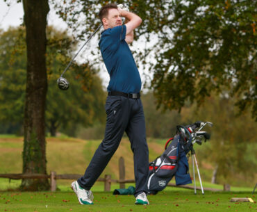 Michael Weston of Golf Monthly magazine hitting a tee shot