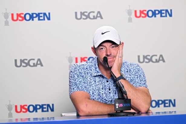 Rory McIlroy of Northern Ireland speaks to the media during a practice round prior to the 125th U.S. OPEN at Oakmont Country Club on June 10, 2025 in Oakmont, Pennsylvania