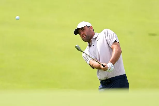 OAKMONT, PENNSYLVANIA - JUNE 10: Scottie Scheffler of the United States plays a shot on the third hole during a practice round prior to the 125th U.S. OPEN at Oakmont Country Club on June 10, 2025 in Oakmont, Pennsylvania.