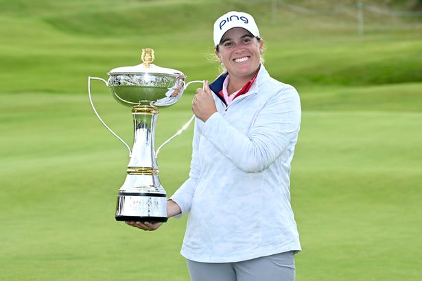 Lauren Coughlin of United States poses for a photograph with the trophy after winning the ISPS HANDA Women's Scottish Open in 2024