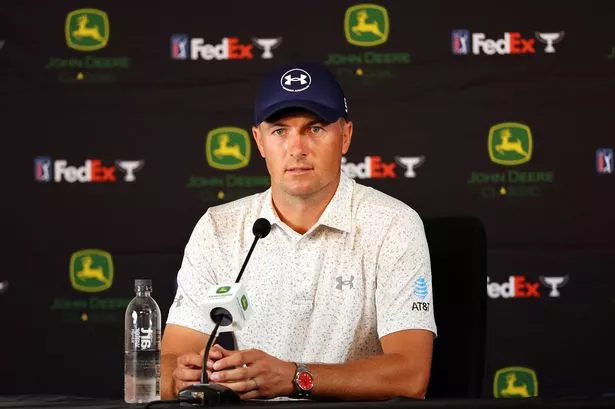 Jordan Spieth speaks to the media at a press conference