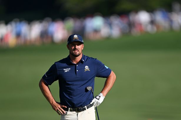 Bryson DeChambeau of the United States reacts on the 18th green during the final round of the PGA Championship at Quail Hollow Country Club on May 18, 2025 in Charlotte, North Carolina