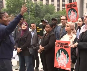 Protest in New York City after Trump's travel ban takes effect amid Los Angeles ICE enforcement and raids