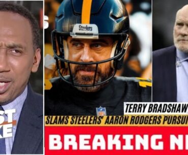 FIRST TAKE | Stephen A. reacts to Terry Bradshaw calls Steelers' Aaron Rodgers pursuit "a joke"