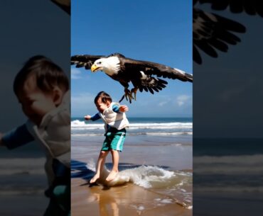 A giant eagle picked up the child! This is how the sailor saved his life! 🦅⚠️ #youtubeshorts