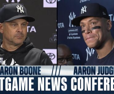 Aaron Judge and Aaron Boone on Judge's two opposite-field home runs in Yankees' loss to Red Sox