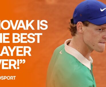 Jannik Sinner reacts after beating Novak Djokovic to set up French Open final against Alcaraz 🤩