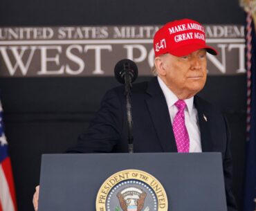 Trump gives rambling speech about trophy wives, golf and the ‘late great’ Al Capone in politically-charged West Point address