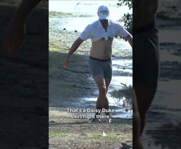 Wesley Bryan strips down to his underwear to hit out of the mud at the 2021 Honda Classic.